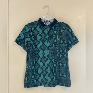 NWT Fred Perry x Amy Winehouse Snake Print Polo shirt sz 8